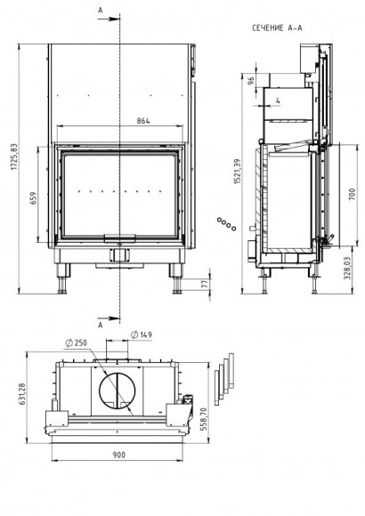 Каминная топка Мета Fenix 900